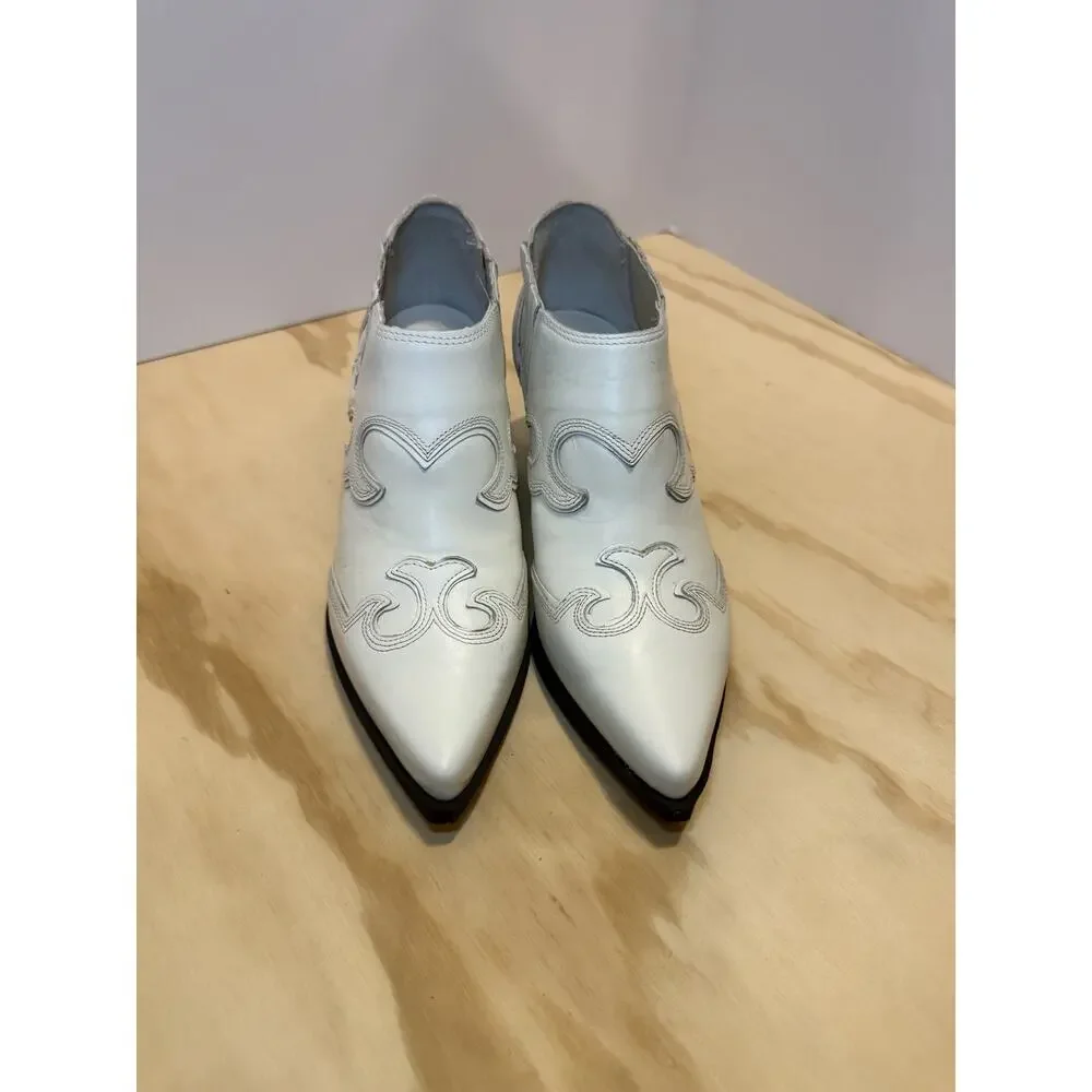 Steve Madden White Western Ankle Boots